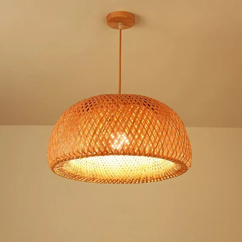 Håndvevd bambus hengelampe — Retro rattan, E27 (soverom/kjøkken)