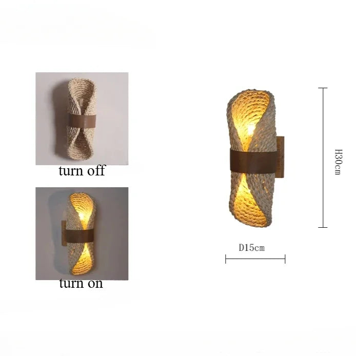 Japansk Wabi-Sabi vegglampe — Rattan, stue/gang/soverom