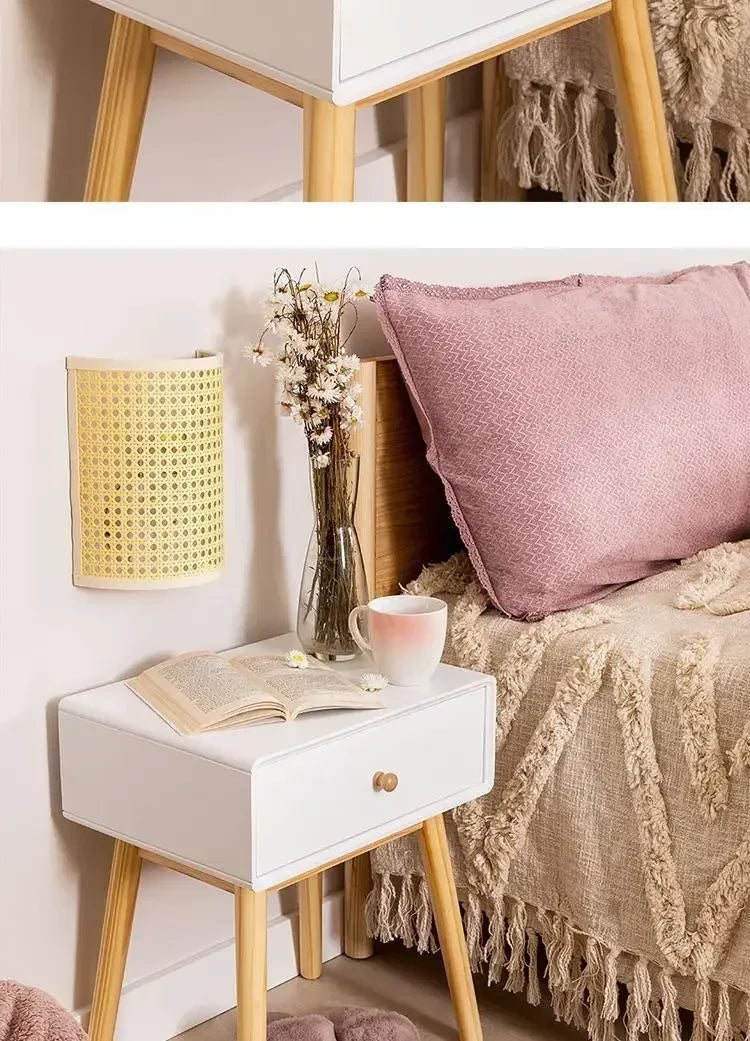 Rattan vegglampe — LED vegglykt stue/soverom