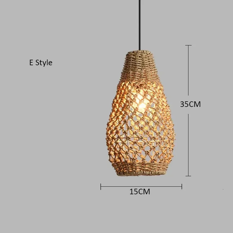 Retro bambus pendel — Håndvevd rattan, japansk lanterne (spisestue/te-rom)